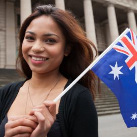 Lady holding Australian flag