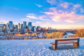 Warm,Sunrise,Over,Downtown,Calgary