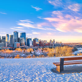 Warm,Sunrise,Over,Downtown,Calgary